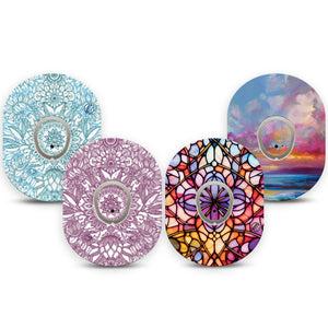 ExpressionMed Sunset Blossom Variety Pack Dexcom G7 Sticker and Tape, Dexcom Stelo Glucose Biosensor System,  Summer Sunset Themed, Vinyl Sticker and Tape Pairing Continuous Glucose Monitor Design