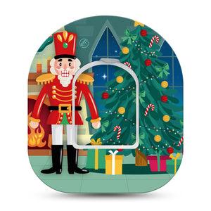 ExpressionMed Nutcracker Omnipod Tape Single Tape and Single Sticker Christmas Theme Nutcracker, Adhesive Patch Pump Design