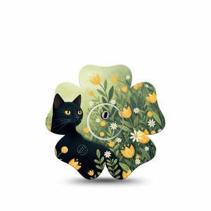 ExpressionMed Jungle Cat Freestyle Libre 3 and Libre 3 Plus Flower, Single Tape and Single Sticker Cat and tulips Adhesive Tape for CGM