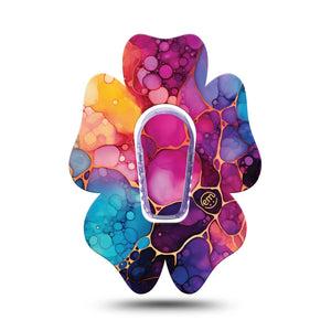 ExpressionMed Rainbow Ink Dexcom G6 Flower, Single Tape and Single Sticker Blended color strokes Adhesive Tape for CGM