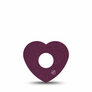 ExpressionMed Wine Red Freestyle Libre 3 and Libre 3 Plus Heart Shape Tape, Single Tape Solid Mauve Red, Patch CGM Design