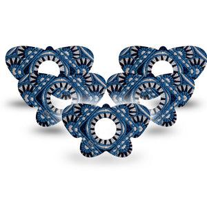 ExpressionMed Indigo Loomwork Freestyle Libre 3 and Libre 3 Plus Butterfly, 5-Pack Wool texture pattern Waterproof Sensor Cover for Continuous Glucose Monitor