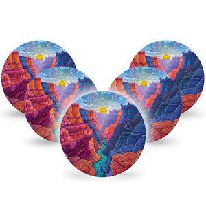 ExpressionMed Grand Canyon Dexcom G7 and Dexcom Stelo Glucose Biosensor System OverPatch, 5-Pack desert canyon pattern Patch for Continuous Glucose Monitor