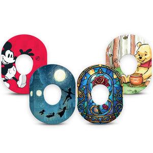 ExpressionMed Fairytale Dexcom G7 and Dexcom Stelo Glucose Biosensor System, 4-Pack Tape mickey mouse fantasy design Fixing Ring Tape for Continuous Glucose Monitor
