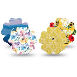 ExpressionMed Summer Brights Freestyle Libre 3 and Libre 3 Plus Flower, tape and sticker  Joyful petals and calming skies Accessories for CGM
