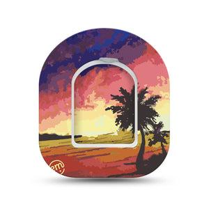 ExpressionMed Sunset Omnipod Surface Center Sticker and Mini Tape Summer Sunset Themed Vinyl Sticker and Tape Design Pump Design
