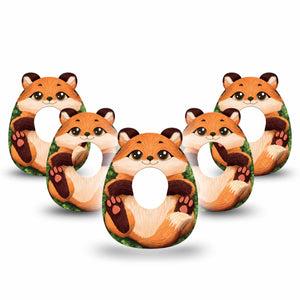 ExpressionMed Fox Dexcom G7 Gumdrop Shape Tape, Dexcom Stelo Glucose Biosensor System, 5-Pack Tape Fox Stuffed Animal Inspired, Patch CGM Design