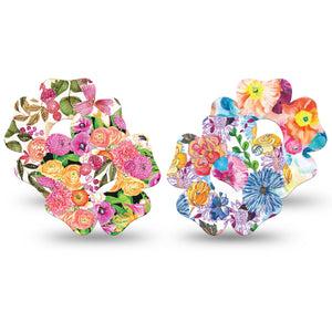 ExpressionMed Posy Petals Freestyle Libre 3 Flower Shape Tape 4-Pack Variety of Vibrant Color Florals Plaster CGM Design