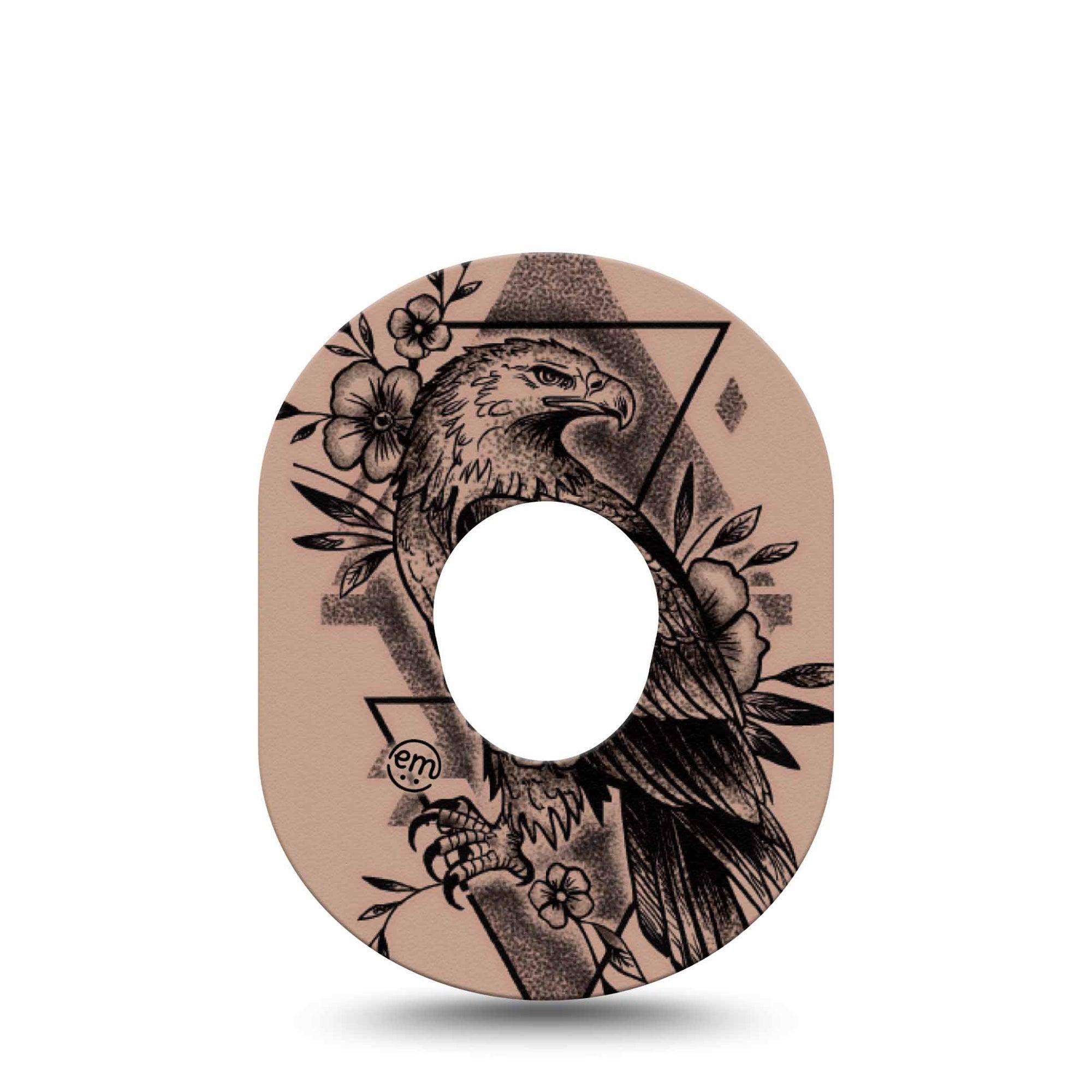 ExpressionMed Hawk Dexcom G7 Tape, Dexcom Stelo Glucose Biosensor System, Single Tape Hawk Body Art, Overlay Tape CGM Design