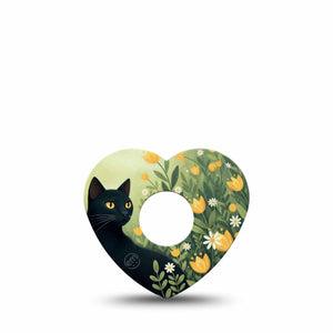 ExpressionMed Jungle Cat Freestyle Libre 3 and Libre 3 Plus Heart, Single Tape Floral meadows Vinyl Decoration for CGM