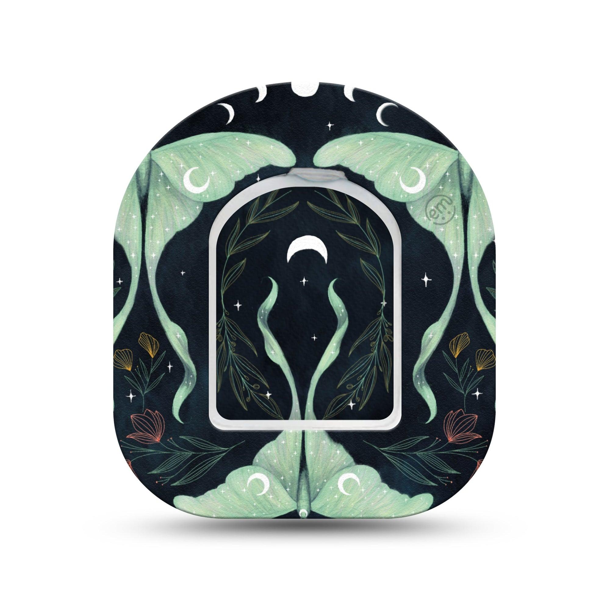 ExpressionMed Luna Moth Omnipod Mini Tape Single Tape and Single Sticker Long-Tailed Moth, Adhesive Tape Pump Design