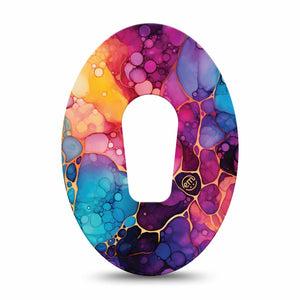 ExpressionMed Rainbow Ink Dexcom G6, Single Tape Color wash design Fixing Ring Tape for Continuous Glucose Monitor