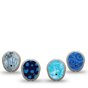 ExpressionMed Coastal Blues Dexcom G7 and Dexcom Stelo Glucose Biosensor System Sticker, 4-Pack Sticker seaside blue aesthetic Sensor Cover for Continuous Glucose Monitor