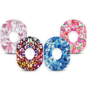 ExpressionMed Bright Dexcom G7 and Dexcom Stelo Glucose Biosensor System, 4-Pack Tape bold graphic style Fixing Ring Tape for Continuous Glucose Monitor