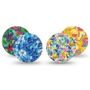 ExpressionMed Summer Splash Variety Pack Freestyle Libre 3 and Libre 3 Plus Overpatch, 4-Pack Tape Variety Painted Textured Inspired Floral Mix, Adhesive Patch CGM Design