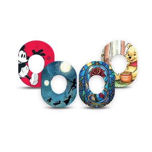 ExpressionMed Fairytale Dexcom G7 and Dexcom Stelo Glucose Biosensor System Mini, 4-Pack Tape enchanted storybook scene Fixing Ring Patch for Continuous Glucose Monitor