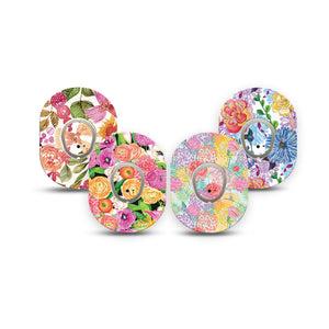 ExpressionMed Bloom Pop Dexcom G7 and Dexcom Stelo Glucose Biosensor System Mini, tape and sticker  Lively florals Adhesive Tape for CGM
