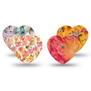 ExpressionMed Ruffle Bloom Freestyle Libre 3 and Libre 3 Plus Heart, tape and sticker  floral bloom pattern Patch for CGM