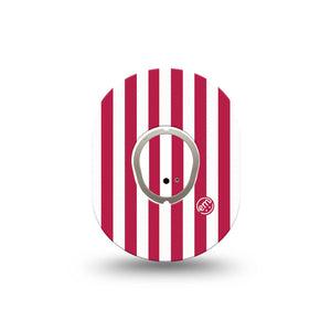 ExpressionMed Red Stripes Dexcom G7 and Dexcom Stelo Glucose Biosensor System Mini, Single Tape and Single Sticker Fun summer stripes Waterproof Sensor Cover for CGM