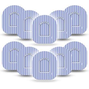 ExpressionMed Blue Stripes Omnipod, 10-Pack Tape + 10-Pack Sticker Thin blue stripes Overlay Patch For Insulin Pump