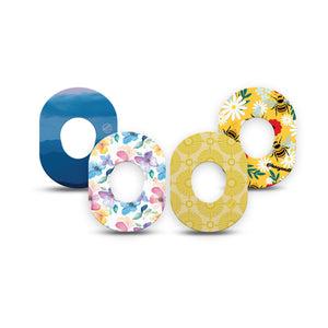 ExpressionMed Summer Brights Dexcom G7 and Dexcom Stelo Glucose Biosensor System Mini, 4-Pack Tape Perfect springy details Fixing Ring Patch for Continuous Glucose Monitor