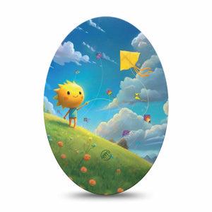 ExpressionMed Summer Kite Medtronic Guardian Enlite Universal Oval, Single Tape Summer Day Inspired, Plaster CGM Design