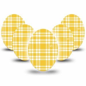 ExpressionMed yellow gingham Medtronic Guardian Enlite Universal Oval, 5-Pack Cheery gingham Fixing Ring Tape for Continuous Glucose Monitor
