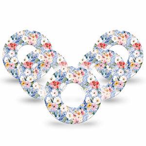 ExpressionMed Petal Breeze Freestyle Libre, Libre 2 Plus, and Abbott Lingo, 5-Pack Tiny florals Decorative Patch for Continuous Glucose Monitor