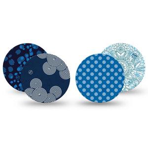 ExpressionMed Barbie Splash Variety Pack Dexcom G7 Overpatch, Dexcom Stelo Glucose Biosensor System, 4-Pack Tape Variety Navy and Light Blues, Overlay Tape CGM Design