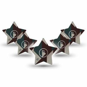 ExpressionMed Timberline  Freestyle Libre 3 and Libre 3 Plus Star, 5-Pack Tape and 5-Pack Sticker Triangular pattern Fixing Ring Patch for Continuous Glucose Monitor