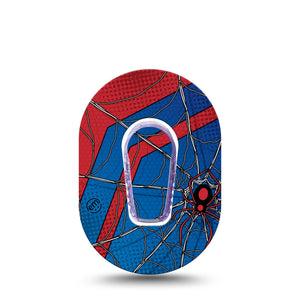 ExpressionMed Spider Man Dexcom G6 Mini Tape Single Tape and Single Sticker Spiderman Inspired, Adhesive Tape CGM Design