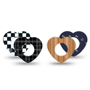 ExpressionMed Everyday Classic Freestyle Libre, Libre 2 Plus, and Abbott Lingo Heart, 4-Pack Tape Plaids and checkered prints Waterproof Adhesive Tape for Continuous Glucose Monitor