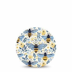 ExpressionMed Busy Bees Dexcom G7 and Dexcom Stelo Glucose Biosensor System OverPatch, Single Tape Golden bees Adhesive Tape for CGM