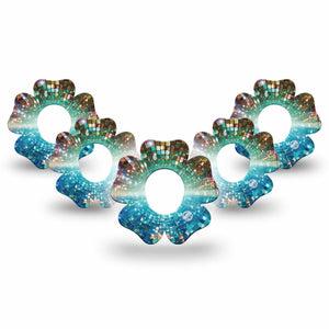 ExpressionMed Disco Lights Dexcom G7 and Dexcom Stelo Glucose Biosensor System Flower, 5-Pack Layered light circles Vinyl Graphics for Continuous Glucose Monitor