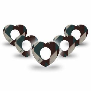 ExpressionMed Timberline  Dexcom G7 and Dexcom Stelo Glucose Biosensor System Heart, 5-Pack Moody geometric print Waterproof Adhesive Tape for Continuous Glucose Monitor
