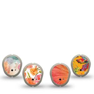 ExpressionMed Ruffle Bloom Dexcom G7 and Dexcom Stelo Glucose Biosensor System Sticker, 4-Pack Sticker layered floral pattern Sensor Cover for Continuous Glucose Monitor