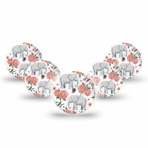 ExpressionMed Sweet Elephants Freestyle Libre 3 and Libre 3 Plus, 5-Pack Tape and 5-Pack Sticker adorable elephant style Sensor Cover for CGM