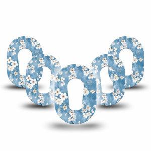 ExpressionMed Cherry Blossom Dexcom G6 Mini Tape 5-Pack Tape White Cherry Blossom Flowers, Adhesive Tape CGM Design