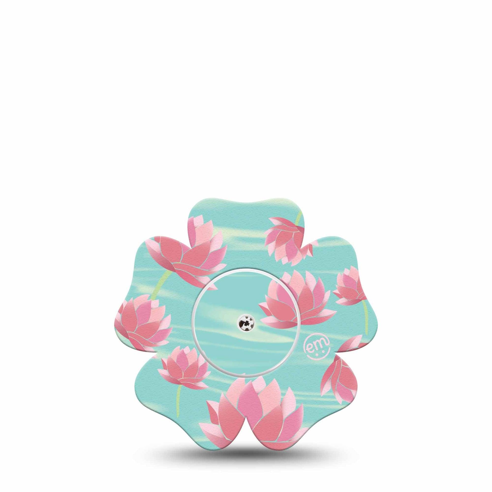 ExpressionMed Meditation Lotus Freestyle Libre 2 and Libre 2 Plus Flower Shape Tape, Abbott Lingo,  Single Tape and Single Sticker Serene Lotus, Fixing Ring Tape CGM Design