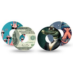 ExpressionMed Action Crew Variety Pack Variety Pack Freestyle Libre 3 and Libre 3 Plus Tape, 4-Pack Tape Variety Fun Persona Animals, Adhesive Tape Continuous Glucose Monitor Design