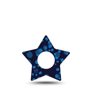 ExpressionMed Blue Drops Infusion Set Star Shape Tape, 5-Pack Tape Blue Toned Droplets, Fixing Ring Patch Continuous Glucose Monitor Design