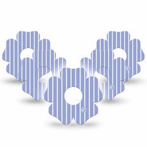 ExpressionMed Blue Stripes Freestyle Libre 3 and Libre 3 Plus Flower, 5-Pack Blue coastal stripe Sensor Cover for Continuous Glucose Monitor