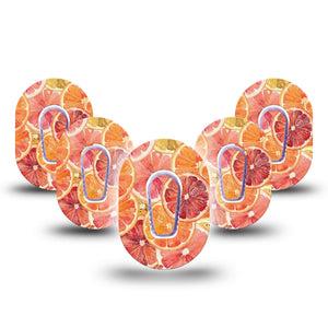 ExpressionMed Oranges Dexcom G6 Mini, 5-Pack Tape and 5-Pack Sticker Summer citrus slices Waterproof Sensor Cover for Continuous Glucose Monitor
