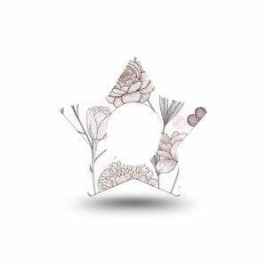 ExpressionMed Minimalist Botanical Dexcom G7 and Dexcom Stelo Glucose Biosensor System Star, Single Tape Organic line art florals Overlay Tape for CGM