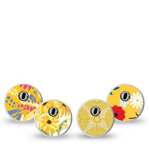 ExpressionMed Daisy Meadow Variety Pack Freestyle Libre 3 Sticker, 4-Pack Sticker Variety Daisies and Winged Bugs, Decorative Decal CGM Design
