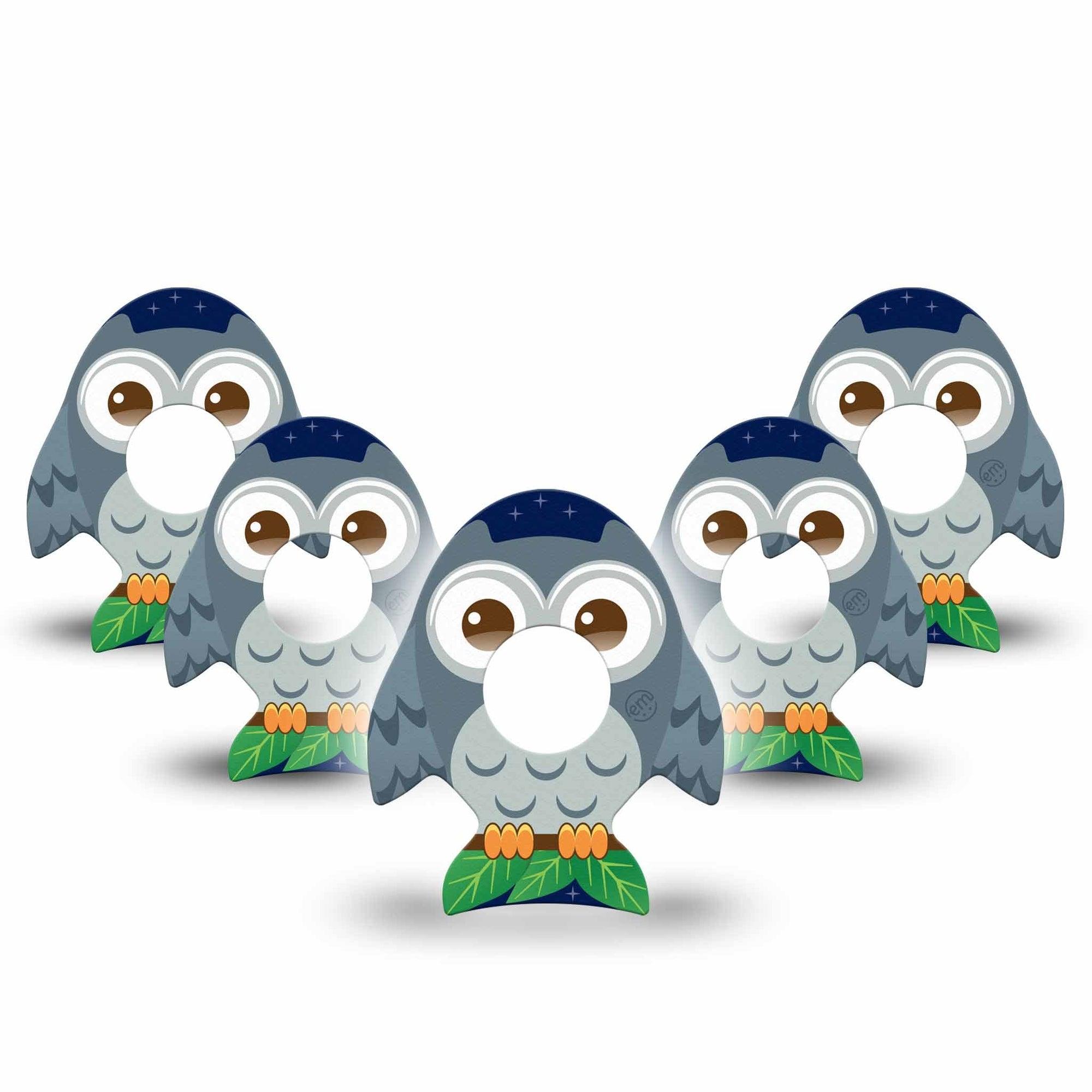 ExpressionMed Hootie the Owl Infusion Set Evolve Shape Tape 10-Pack Cartoon-Like Owlet Adhesive Tape CGM Design