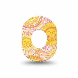 ExpressionMed Bright Sunshine Dexcom G7 and Dexcom Stelo Glucose Biosensor System Mini, Single Tape warm sun inspired Waterproof Plaster for CGM