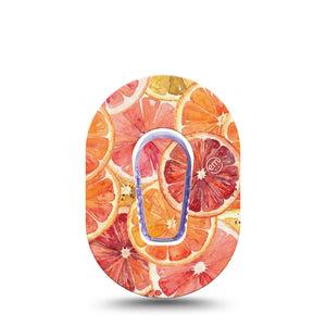 ExpressionMed Oranges Dexcom G6 Mini, Single Tape and Single Sticker Painted citrus fruit Waterproof Adhesive Tape for CGM