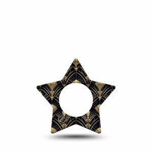 ExpressionMed Midnight Deco Freestyle Libre, Libre 2 Plus, and Abbott Lingo Star, Single Tape Bold gold pattern Decorative Patch for CGM
