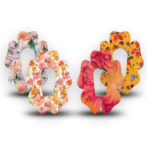 ExpressionMed Ruffle Bloom Dexcom G6 Flower, 4-Pack Tape blooming flower design Overlay Patch for Continuous Glucose Monitor